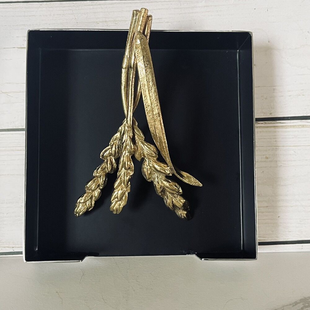 Michael Aram Wheat Cocktail Napkin Holder Gold Tone & Chrome/Stainless Steel